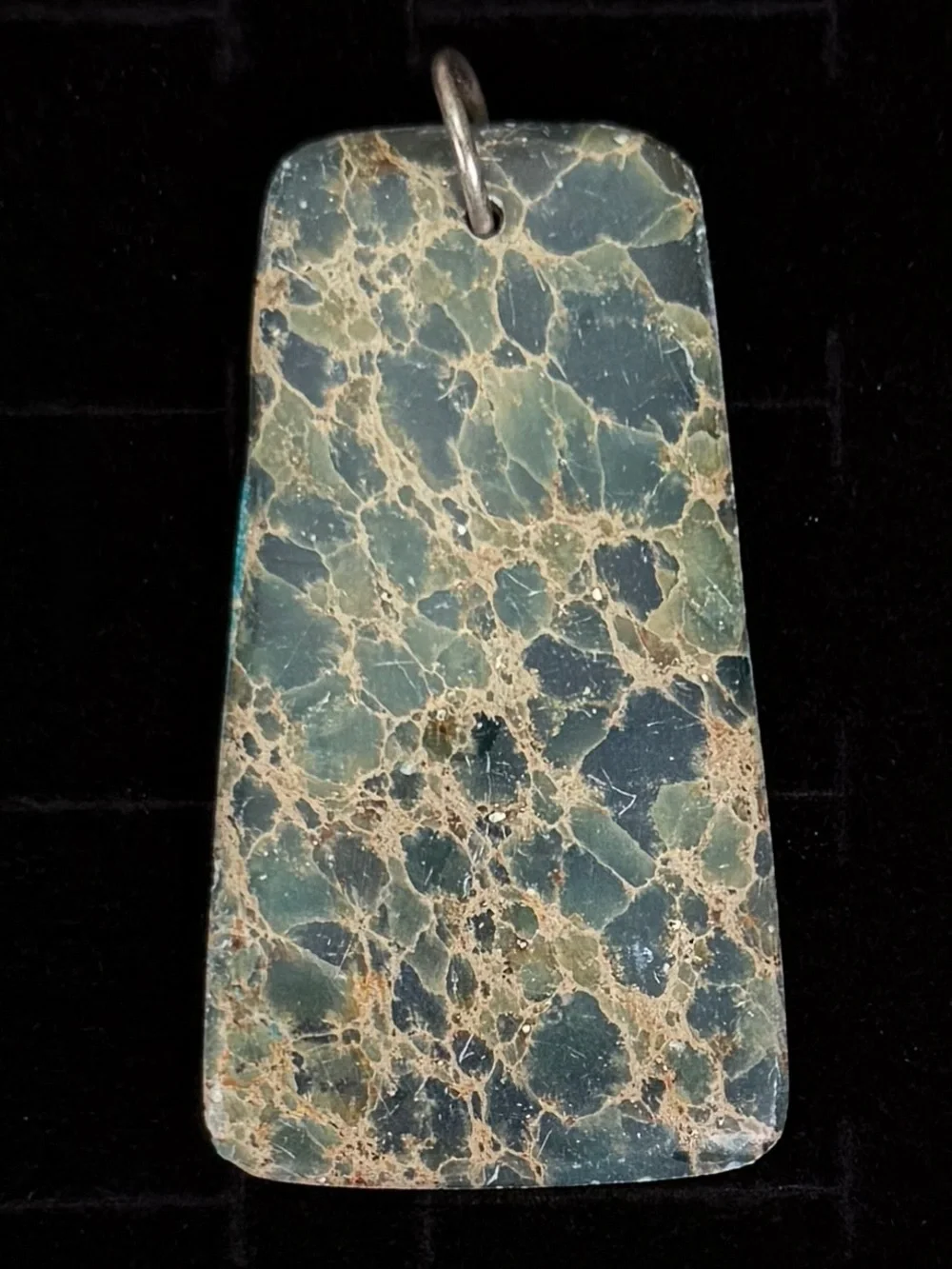 Vintage Green and Brown Jasper Stone Large Pendant